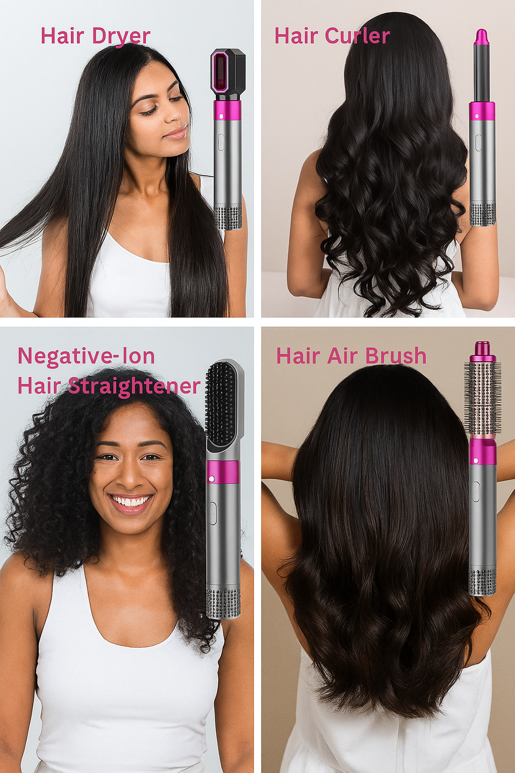 Muti-Functional 5 IN 1 Hair Styling Tool Detachable Hot Air Brush Hair Dryer with Comb