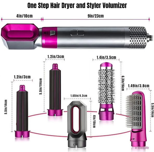 Muti-Functional 5 IN 1 Hair Styling Tool Detachable Hot Air Brush Hair Dryer with Comb